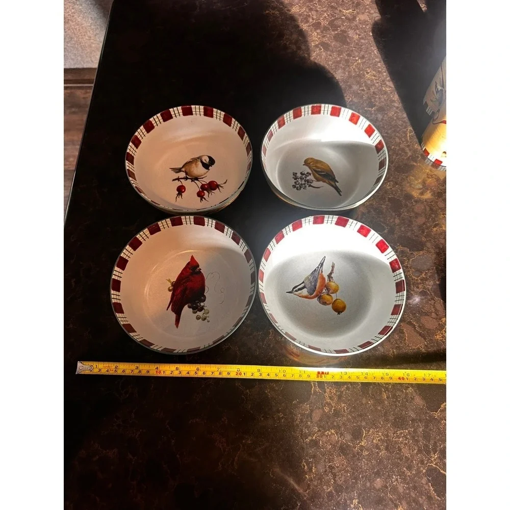 Lenox Winter Greetings Everyday Bird Cereal Bowls Set/ 4 Catherine McClung 1999